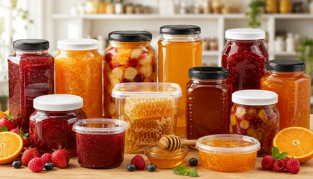 Jars for jams honey and preserves